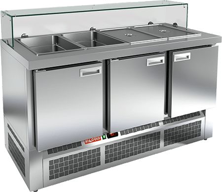СТОЛ ДЛЯ САЛАТОВ HICOLD SLE3-111GN НИЗКОЕ СТЕКЛО