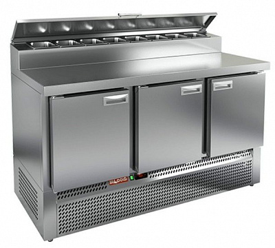 PZE2-111/GN (1/6H) стол для пиццы охл.(+2+10), 3 двери, 1485х700х850мм, ниж.распол.агрегата