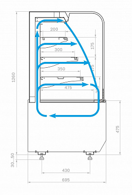 Витрина холодильная Полюс KR70 VM 0,9-2 STANDARD открытая, горка (9005)