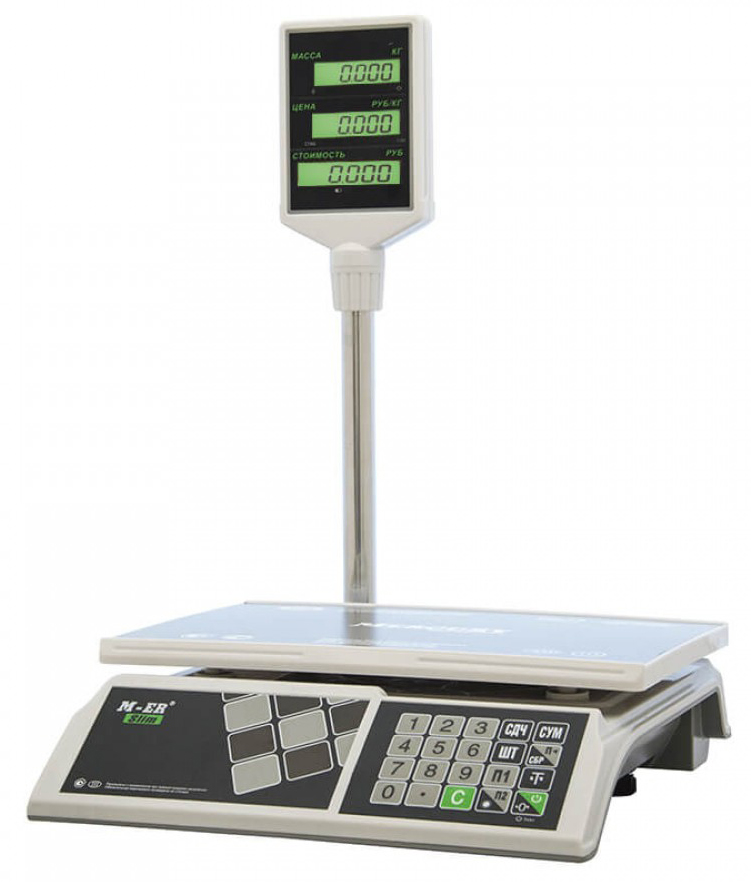 Весы торговые Mertech 326 ACP-32.5 Slim LCD Белые