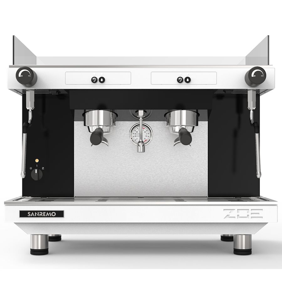 Кофемашина Sanremo Zoe SAP (полуавтомат) 2 высокие гр. бело-чёрная
