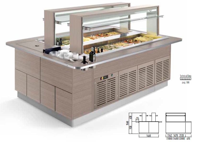 СТОЛ ШВЕД.КОМБ.ОСТРОВ. ENOFRIGO FAST GOURMET ISOLA DOPPIA BM+RF 2000 ВЕНГЕ