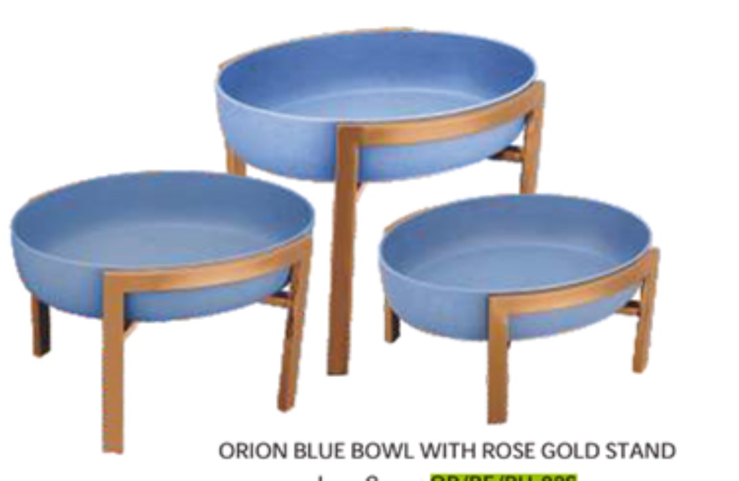 Чаша ORION BLUE с подставкой Rose Gold h21*34,5*28,2см, OR/BE/BU-02M