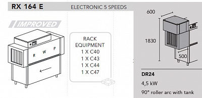 МАШИНА ПОСУДОМОЕЧНАЯ DIHR RX 164 E DX+DR24+DDE+XP