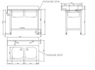 СТОЛ Д/ГРЯЗ.ПОСУДЫ DIHR T55 1100 DX СПЕЦ. 2 ВАННЫ