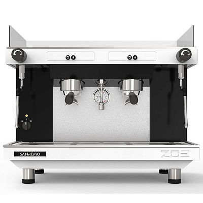Кофемашина Sanremo Zoe SAP (полуавтомат) 2 высокие гр. бело-чёрная