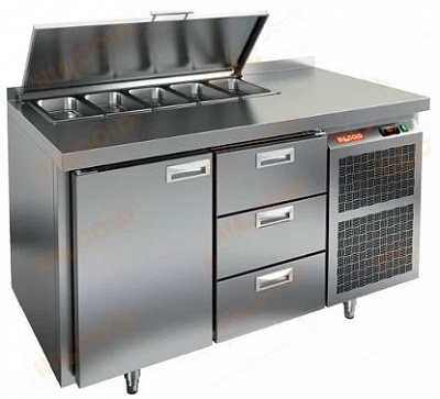 SL1-13GN (1/3) стол для салатов  охл.(+2+10), 1 дверь, 3 ящика, 1390х700х850мм, HICOLD RUS