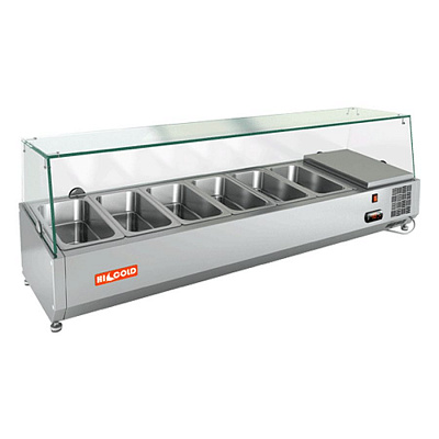 VRX 1400 1/3 витрина охл.настольная, со стеклом, 1400х385х459 мм, HICOLD RUS