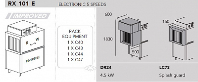 МАШИНА ПОСУДОМОЕЧНАЯ DIHR RX 101 E SX+DDE+DR24+LC73+XP