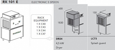 МАШИНА ПОСУДОМОЕЧНАЯ DIHR RX 101 E DX+DDE+DR24+LC73