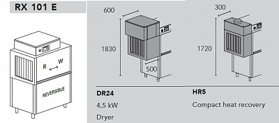 МАШИНА ПОСУДОМОЕЧНАЯ DIHR RX 101 E SX+DR24+HR5+DDE/ДЕЛЕНИЕ 2 ЧАСТИ