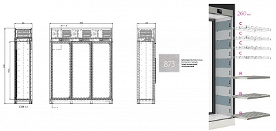 ШКАФ ВИННЫЙ ENOFRIGO WINE LIBRARY 20 3P WALL H260 P60 VT W СЕРЫЙ 873 + ПОЛКИ R+ПОЛКИ С